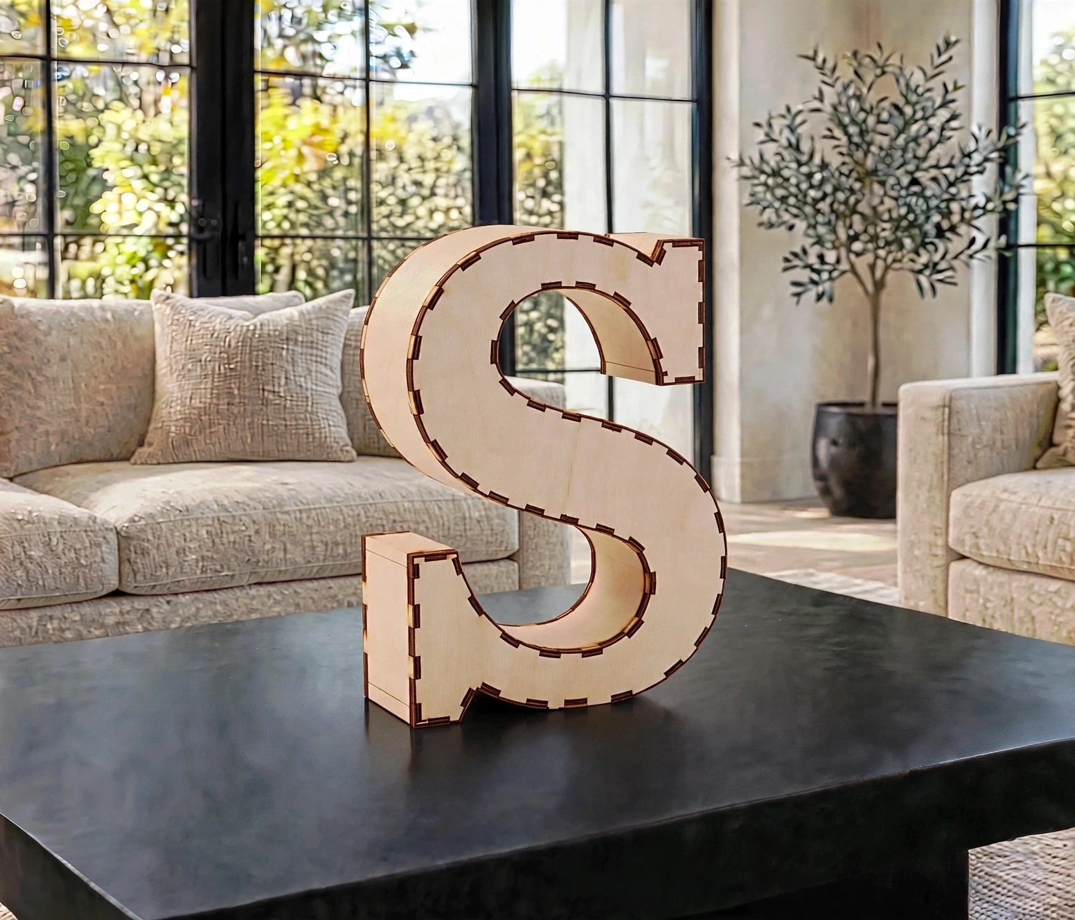 Wooden 3D Letter S CDR File | CNC Woodworking Design | 3D Alphabet Letter Cutting Template