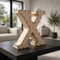 Wooden 3D Letter X CDR File | CNC Woodworking Design | 3D Alphabet Letter Cutting Template