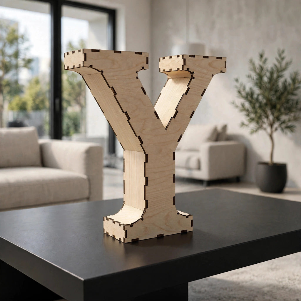 Wooden 3D Letter Y CDR File | CNC Woodworking Design | 3D Alphabet Letter Cutting Template