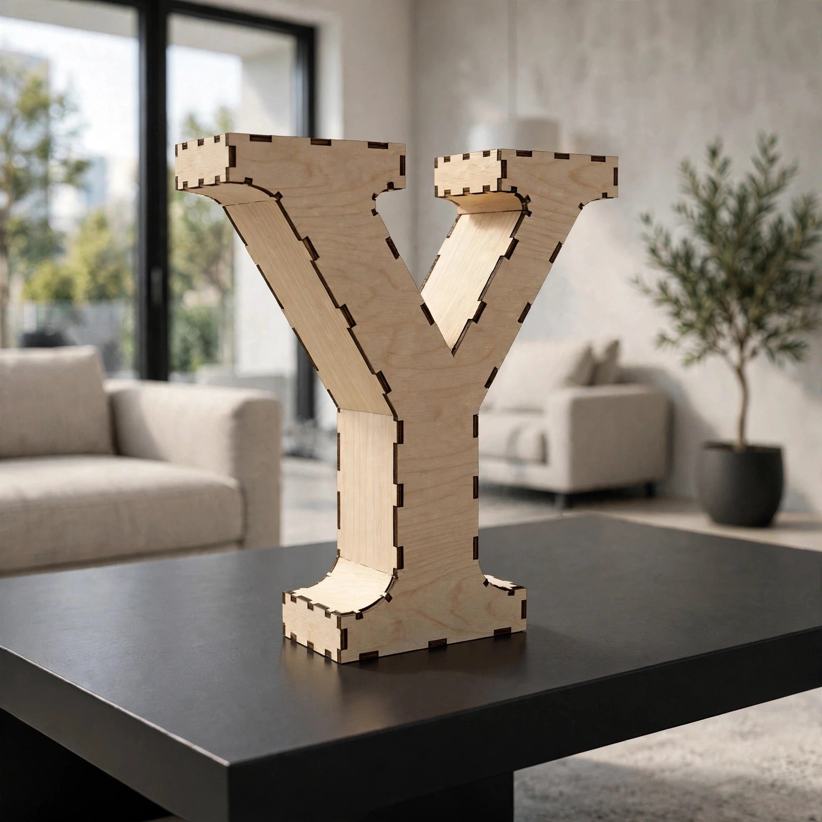 Wooden 3D Letter Y CDR File | CNC Woodworking Design | 3D Alphabet Letter Cutting Template