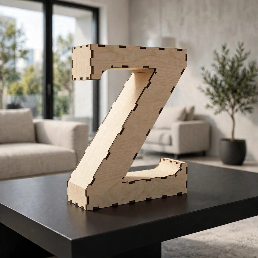 Wooden 3D Letter Z CDR File | CNC Woodworking Design | 3D Alphabet Letter Cutting Template